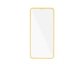 Защитное стекло дисплея iPhone 12 (6.1) прозрачное со светящейся желтой рамкой