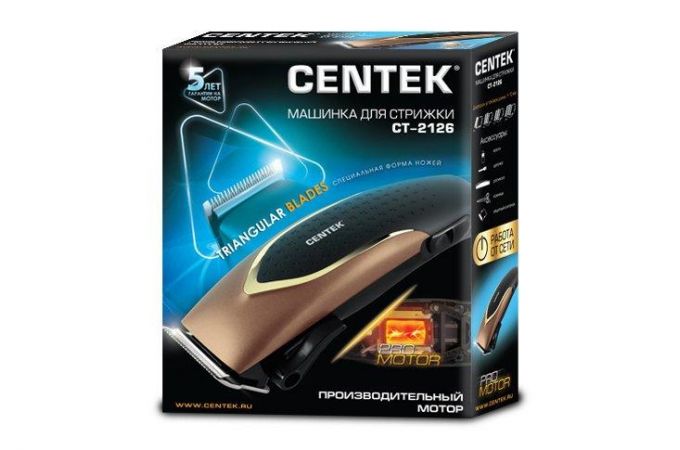 Машинка для стрижки CENTEK CT-2126 черная/золотая сеть