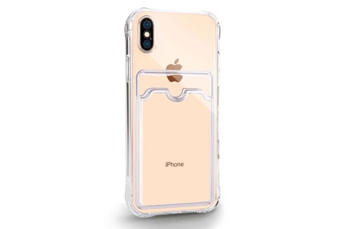 Чехол для iPhone X/XS с отделением под карту (прозрачный)