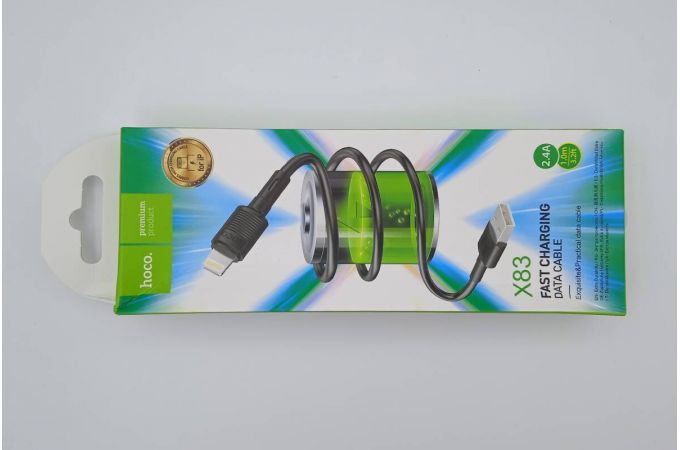 Кабель USB - Lightning HOCO X83, 2,4A (черный) 1м (УЦЕНКА! МЯТАЯ УПАКОВКА)