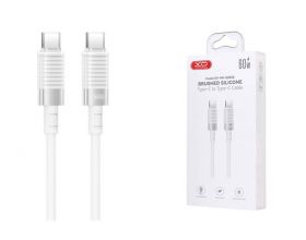 Кабель USB Type-C - USB Type-C XO NB-Q282B Brushed Silicone 60W White