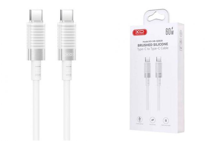 Кабель USB Type-C - USB Type-C XO NB-Q282B Brushed Silicone 60W White