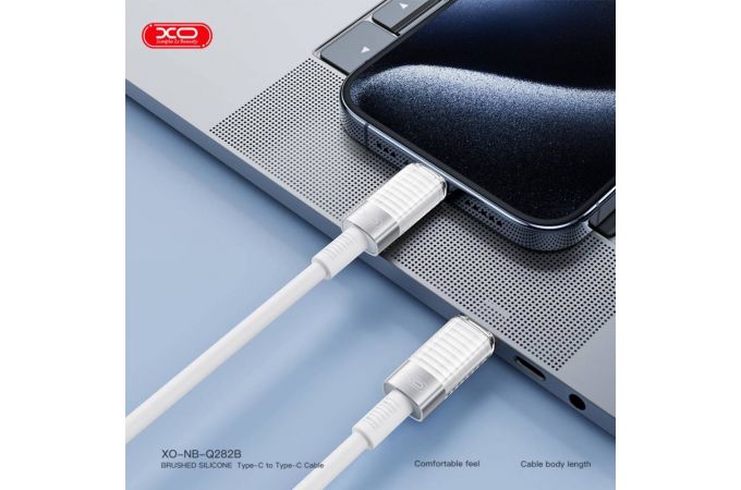 Кабель USB Type-C - USB Type-C XO NB-Q282B Brushed Silicone 60W White