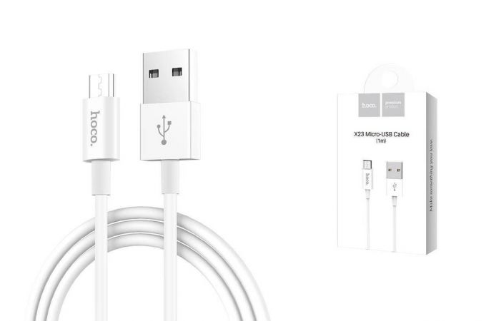 Кабель USB - MicroUSB HOCO X23 2,4A (белый) 1м