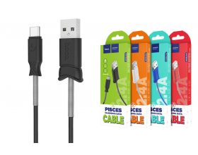 Кабель USB - MicroUSB HOCO X24 2A (черный) 1м (пружинка)