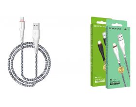 Кабель USB - Lightning BOROFONE BX25, 2,4A (белый) 1м (в оплетке)