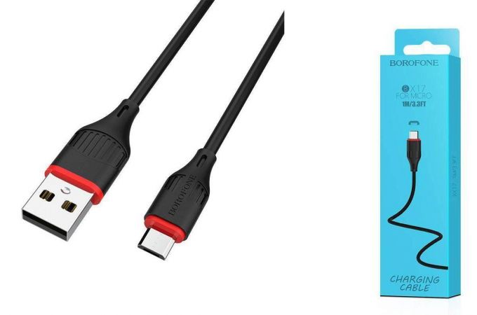 Кабель USB - MicroUSB BOROFONE BX17 2A (черный) 1м