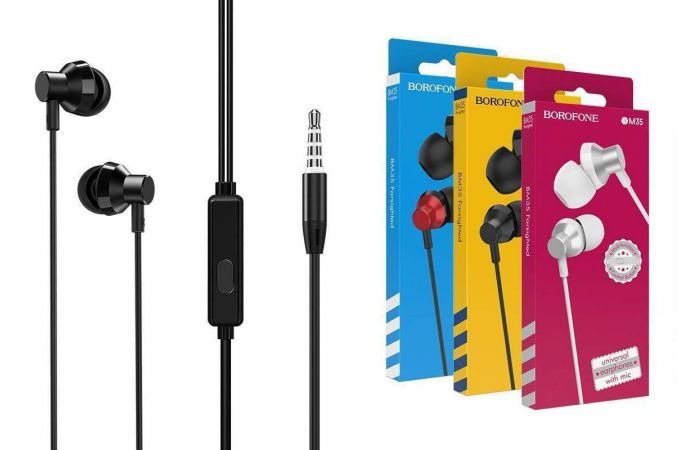 Наушники вакуумные проводные BOROFONE BM35 Farsighted universal earphones (черный)