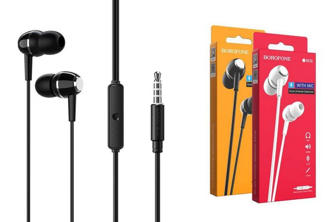 Наушники вакуумные проводные BOROFONE BM36 Acura universal earphones (черный)