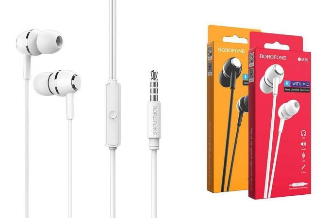 Наушники вакуумные проводные BOROFONE BM36 Acura universal earphones (белый)