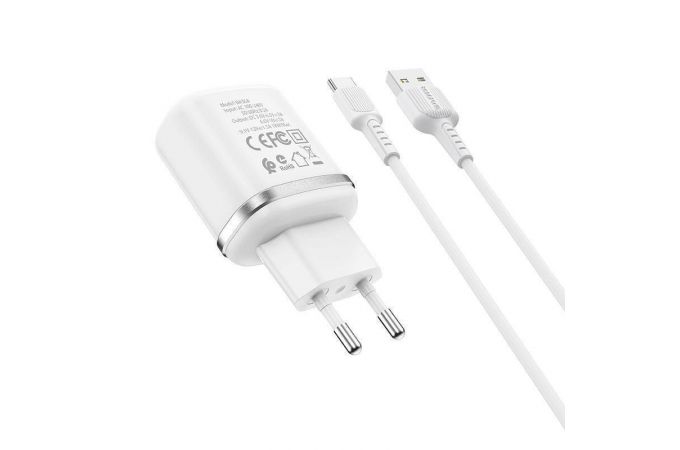 Сетевое зарядное устройство USB + кабель Type-C BOROFONE BA36A QC3.0 (белый)