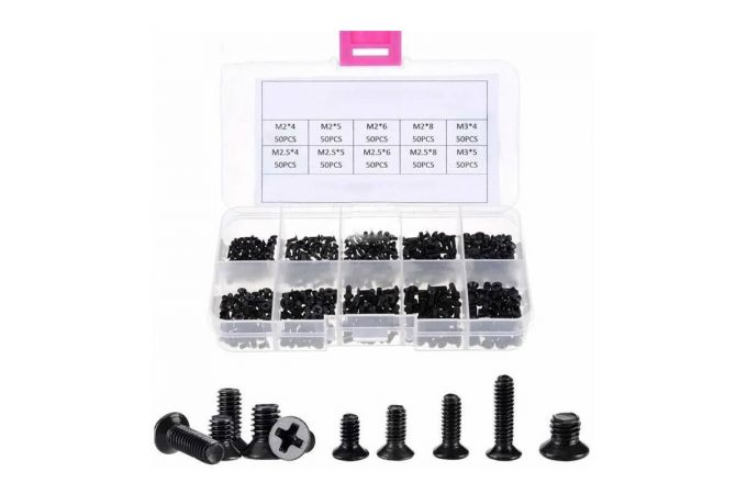 Набор винтов для ноутбука (10 размеров, 500 шт.) черный