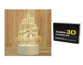 Лампа настольная многоцветная 3D "Торт " Н-33076 (черная подставка)
