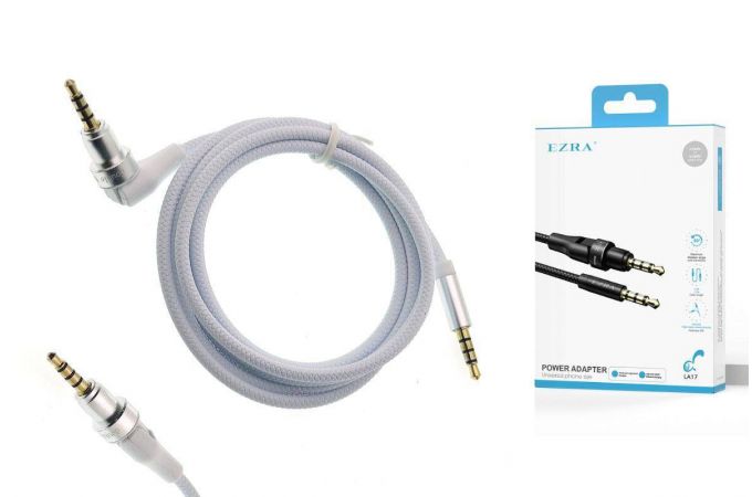 Кабель аудио AUX EZRA LA17 Белый с микрофоном (Джек 3,5 мм на Джек 3,5 мм) 1.5м