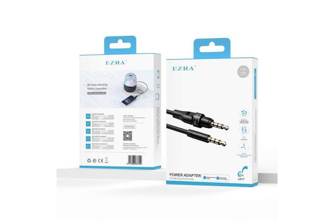 Кабель аудио AUX EZRA LA17 Белый с микрофоном (Джек 3,5 мм на Джек 3,5 мм) 1.5м