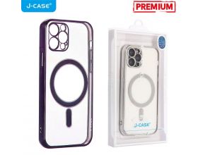 Чехол для телефона J-CASE MagSafe прозрачный iPhone 12 PRO (фиолет рамка)