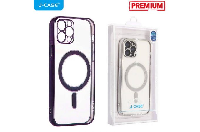 Чехол для телефона J-CASE MagSafe прозрачный iPhone 12 PRO (фиолет рамка)