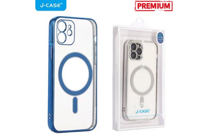 Чехол для телефона J-CASE MagSafe прозрачный iPhone 12 PRO (голубая рамка)