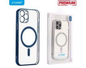 Чехол для телефона J-CASE MagSafe прозрачный iPhone 12 PRO (синяя рамка)