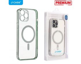 Чехол для телефона J-CASE MagSafe прозрачный iPhone 12 PRO MAX (зеленая рамка)