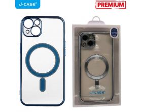 Чехол для телефона J-CASE MagSafe прозрачный iPhone 13 (голубая рамка)