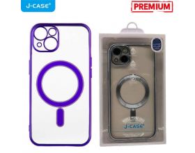 Чехол для телефона J-CASE MagSafe прозрачный iPhone 14 PLUS (фиолетовая рамка)