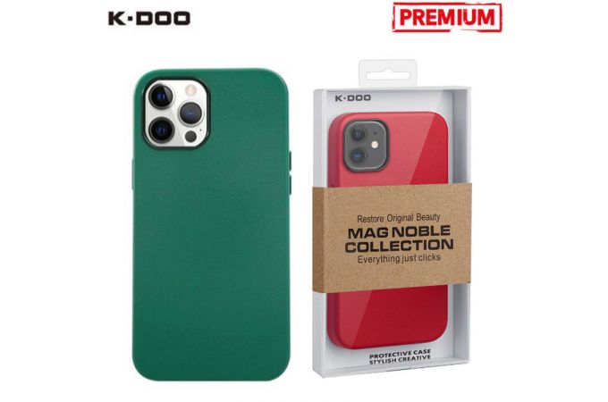 Чехол для телефона K-DOO MAG NOBLE COLLECTION MagSafe кожаный iPhone 12 (зелёный)