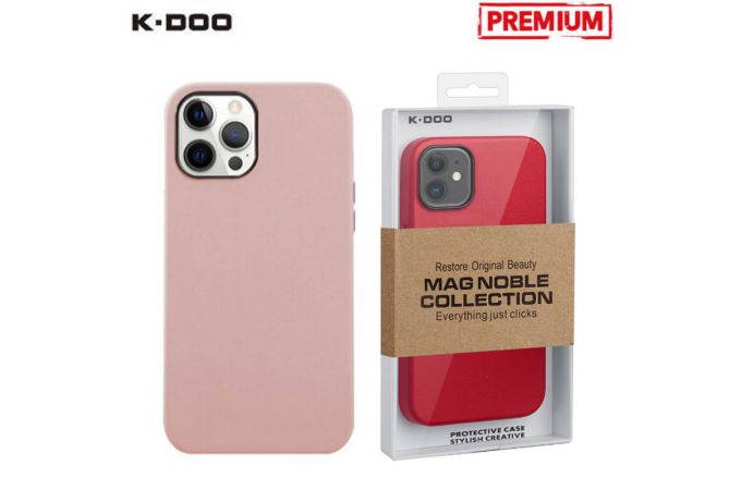 Чехол для телефона K-DOO MAG NOBLE COLLECTION MagSafe кожаный iPhone 12 (розовый)