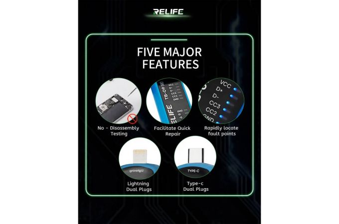 Тестер разъема зарядки RELIFE TB-09 SE (Type-C и Lighthing)