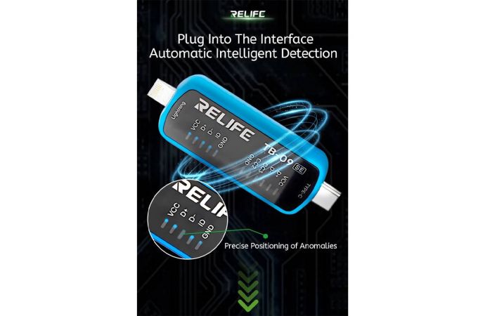 Тестер разъема зарядки RELIFE TB-09 SE (Type-C и Lighthing)