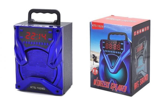 Портативная беспроводная колонка KTS-1028D (черно-синий)