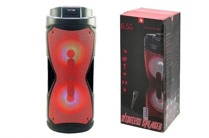 Портативная беспроводная колонка KTS-1086 (черно-красный)