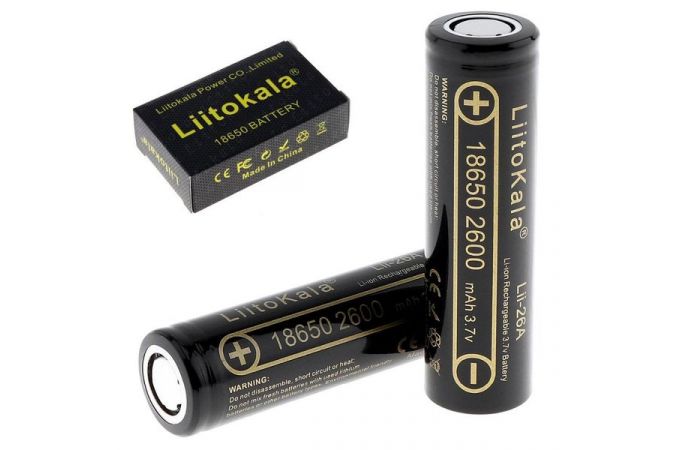 Аккумулятор LiitoKala 18650 (2600mA, 3,7В) (УПАКОВКА 2ШТ)