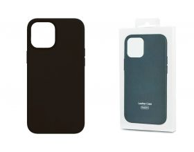 Чехол для iPhone 12 (6,1) Leather Case полуночный (черный)