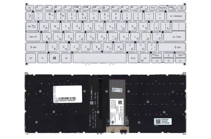 Клавиатура для ноутбука Acer Swift 3 SF313-51 серебристая с подсветкой