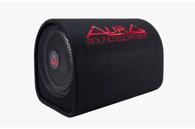 Сабвуфер Aura SW-T25A 10"(25см)корпусной,активный,100Вт,SPL-90Дб,труба
