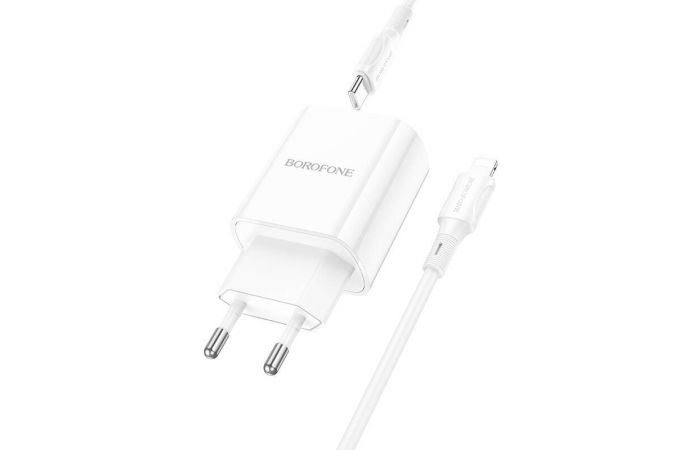 Сетевое зарядное устройство USB+USB-C + кабель Type-C-Type-C BOROFONE BA78A Golden PD20W + QC3.0 (белый)