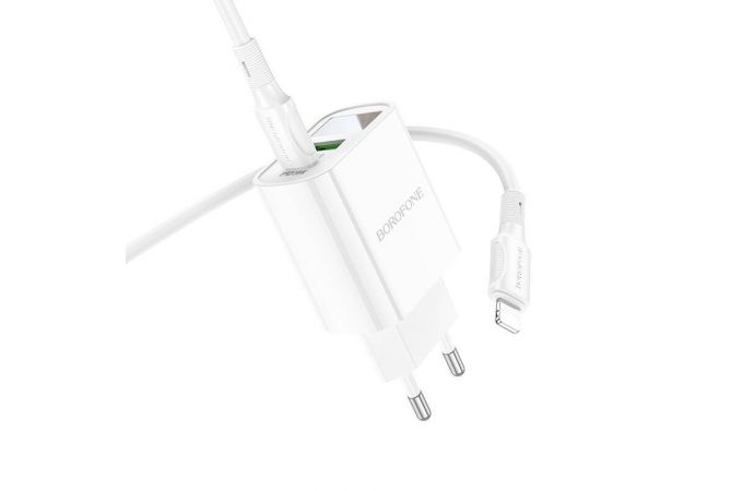 Сетевое зарядное устройство USB+USB-C + кабель Type-C-Type-C BOROFONE BA78A Golden PD20W + QC3.0 (белый)