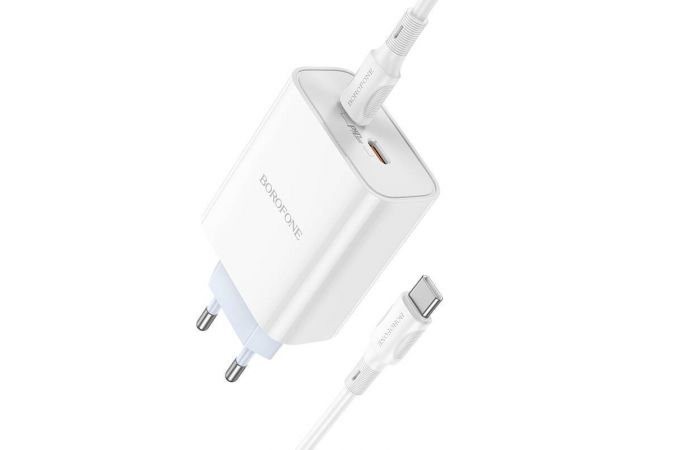 Сетевое зарядное устройство 2USB-C + кабель Type-C BOROFONE BA73A PD35W (белый)