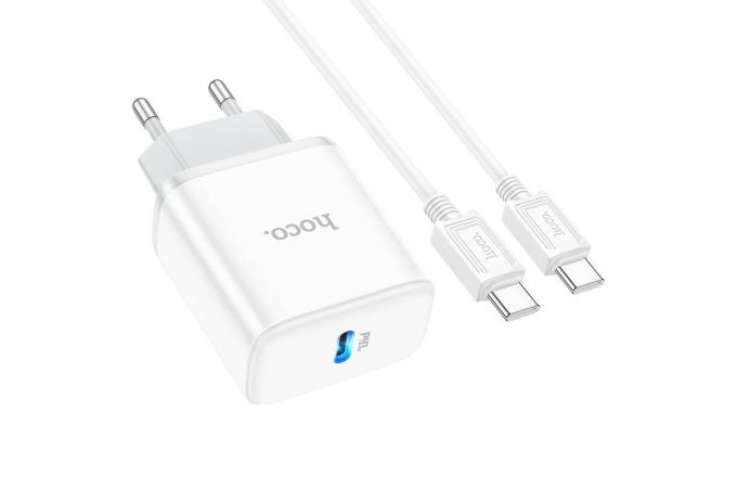 Сетевое зарядное устройство USB-C + кабель Type-C HOCO C104A PD20W (белый)