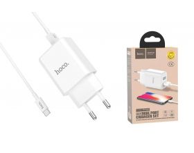 Сетевое зарядное устройство 2USB + кабель Type-C HOCO C62A Victoria (белый)