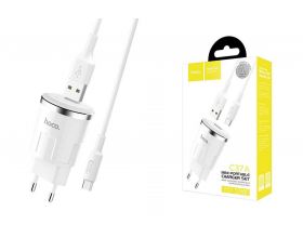 Сетевое зарядное устройство USB + кабель MicroUSB HOCO C37A Thunder power 2400mAh (белый)