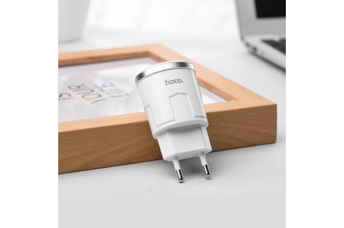 Сетевое зарядное устройство USB + кабель MicroUSB HOCO C37A Thunder power 2400mAh (белый)