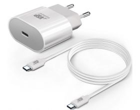 Сетевое зарядное устройство USB-C + кабель Type-C BoraSCO (50635) 20W (белый)