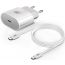 Сетевое зарядное устройство USB-C + кабель Type-C BoraSCO (50635) 20W (белый)