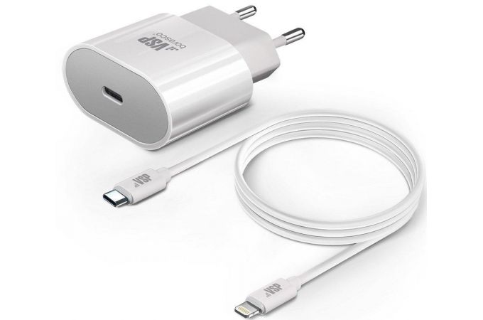 Сетевое зарядное устройство USB-C + кабель Lightning - Type-C BoraSCO (50636) 20W (белый)