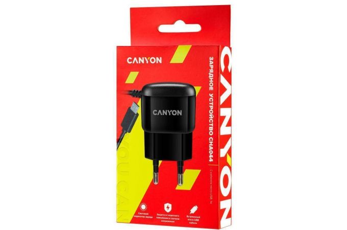 Сетевое зарядное устройство USB + кабель MicroUSB Canyon CHA-044 (черный)