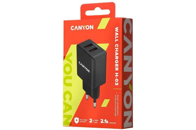 Сетевое зарядное устройство USB Canyon H-03 (черный)