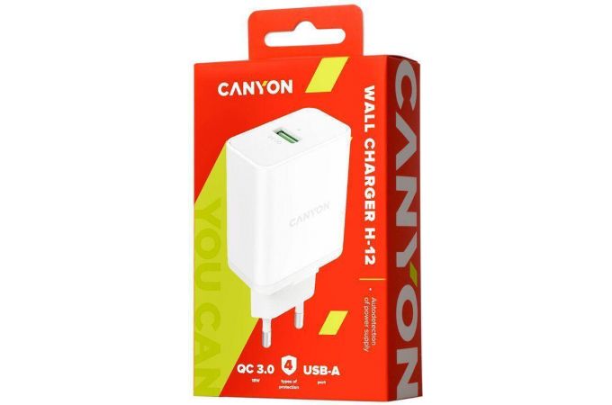 Сетевое зарядное устройство USB Canyon H-12 (белый)