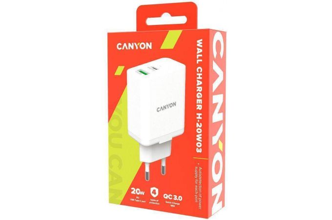 Сетевое зарядное устройство USB Canyon H-20W03 (белый)
